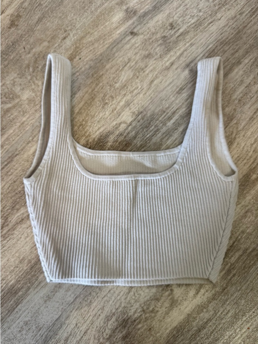 Aritzia✨Babaton Ribbed Square-Neck Crop Top - Cream - Picture 2 of 3